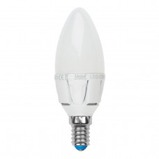 Лампа светодиодная Uniel E14 7W 3000K матовая LED-C37-7W/WW/E14/FR PLP01WH UL-00000768