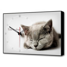 Настенные часы (60х37 см) Серая кошка Bl-2402 Brilliant