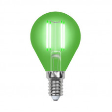 Лампа светодиодная филаментная Uniel E14 5W зеленая LED-G45-5W/GREEN/E14 GLA02GR UL-00002987