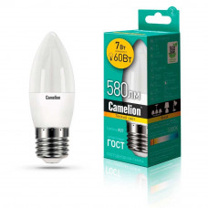 Лампа светодиодная Camelion E27 7W 3000K LED7-C35/830/E27 12077